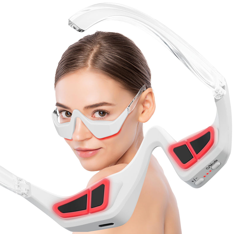 [Australia] - Under Eye Red Light Therapy Device, Red Light Therapy Glasses for Eyes Light-Weight Eye Massager for Reducing Dark Circles and Puffiness, Smoothing Fine Lines 