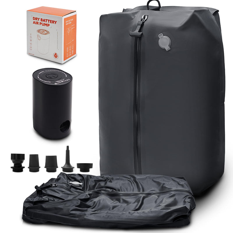 Vacuum Compression Reusable Bags Space-Saving Waterproof Pump | Storage Bag for Luggage Packing and Carry on, Backpack & Closet Organization for Travel (Black, 20 in,35L) Black 20"