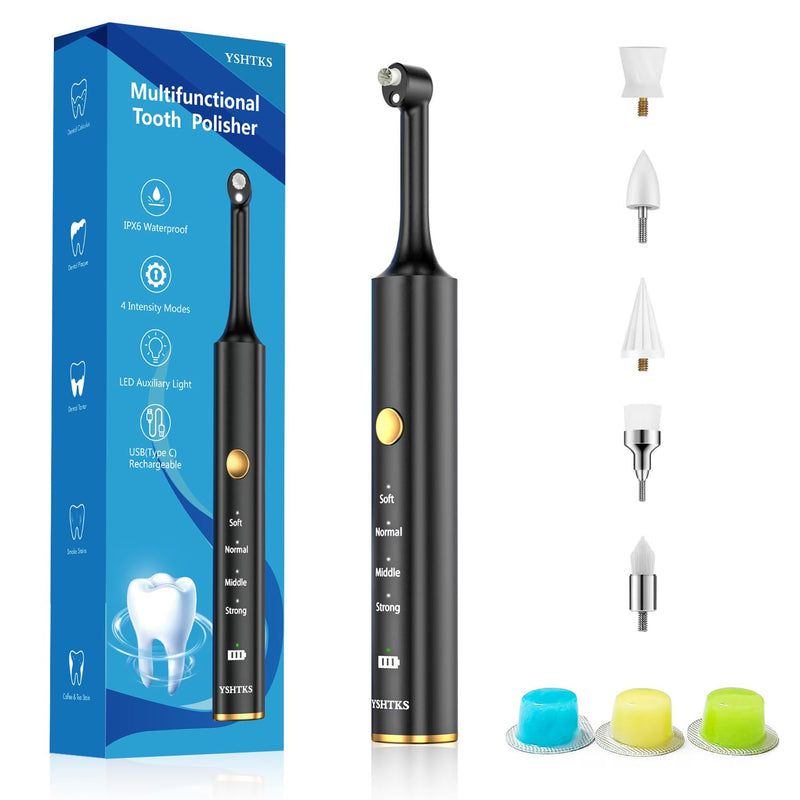 [Australia] - Tooth Polisher, Tooth Clean and whitening kit, 5 Multi -Function Brush Heads and LED Lights, 4 Speed Modes, and IPX6 Waterproof, Handsel 3 Tooth Polish Paste 