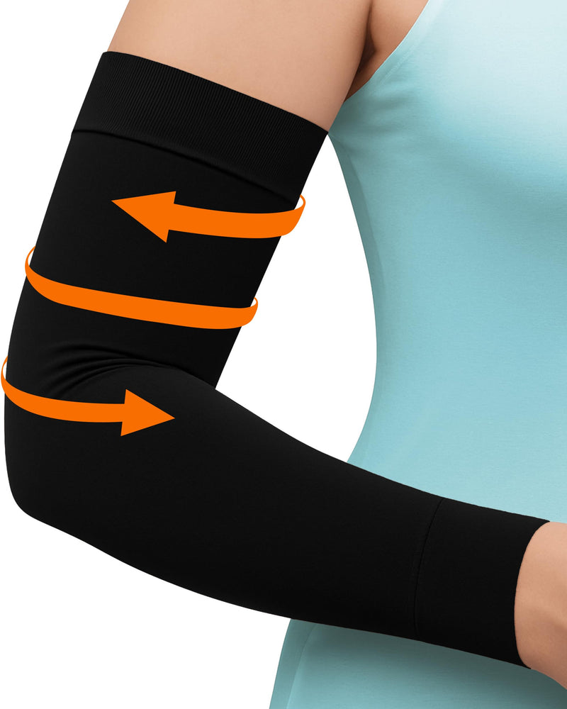 [Australia] - KEMFORD Compression Lymphedema Arm Sleeves for Women - 20-30 mmHg, Black - Medical Arm Brace for Swelling, Edema, Circulation Small/Medium Black (20-30 Mmhg) 