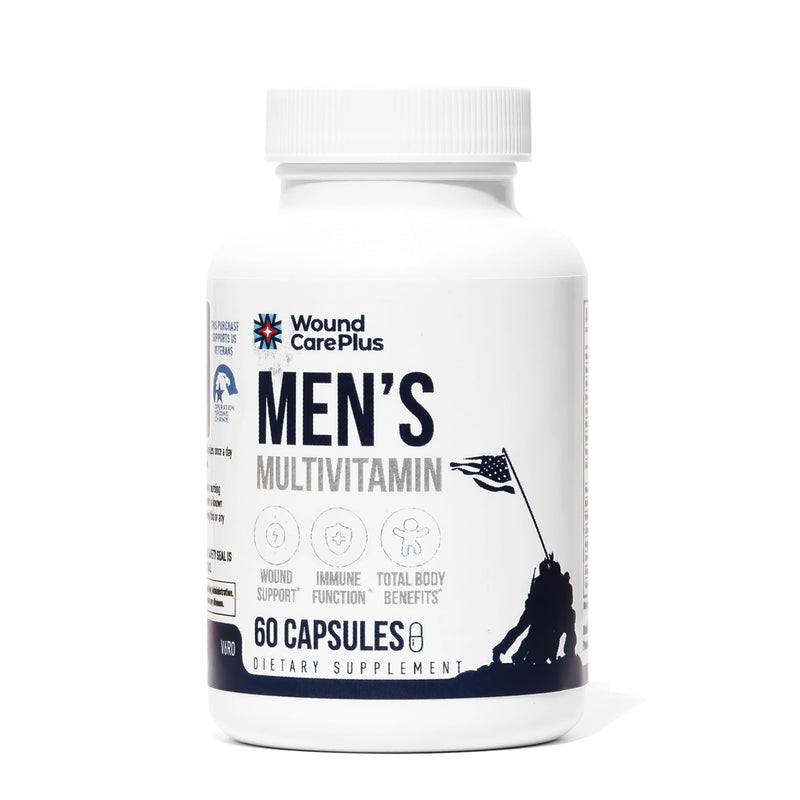 Wound Care Plus Men's Multivitamin – Comprehensive Vitamin & Mineral Blend with Vitamins A, B, C, D, E, Zinc – Supports Immune Health, Energy & Skin Wellness – 60 Capsules – Non-GMO, Gluten-Free