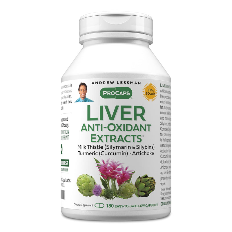 Andrew Lessman Liver Anti-Oxidant Extracts 180 Capsules | Milk Thistle & Curcumin phospholipid complexes for enhanced absorption. Includes Artichoke & B Vitamins. 180 Count (Pack of 1)