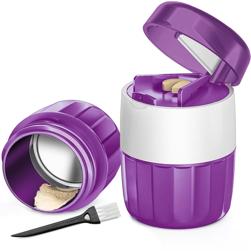 [Australia] - DUBSTAR 3-in-1 Pill Crusher Pill Grinder, Pill Crusher Fine Powder with Brush, Pill Crushers for Elderly with Pill Cutter and Storage, Pill Cutter Splitter for Small or Large Pills (Purple) Purple 