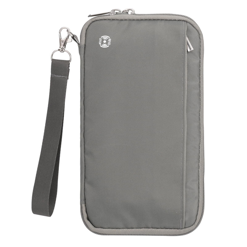 WALNEW Passport Holder Travel Family for 10, RFID Blocking Passport Wallet | Travel Documents Organizer with Zipper, for Cards, Cash, Boarding Passes, Tickets, International Travel Essentials Gray 10 passport slots