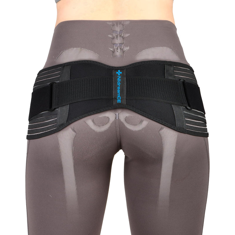 Sacroiliac SI Joint Hip Belt for Sciatica, Lower Back, Leg & Pelvic Pain Relief - Adjustable Sacroiliac Belt Support Brace for Women and Men (Black) Black