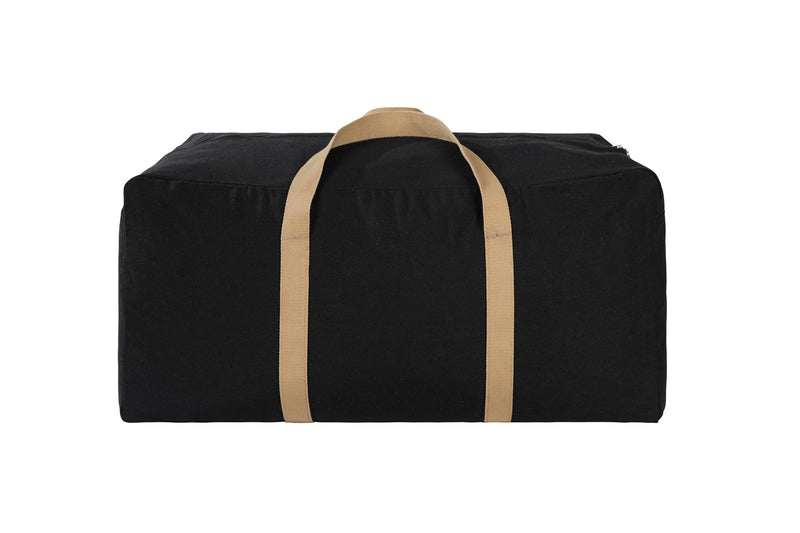Canvas Storage Duffle Bag, Black, 31''x15''x15'', 1 Count | Large Capacity, Moving Bag,Comforter Organizer, Tan Handles, Washable, Reusable, for Sheets Blankets Bedding Pillows,Clothes 31''x15''x15''