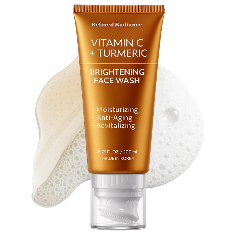 Vitamin C & Turmeric Face Wash – Dermatologist Tested, Anti-Aging, Korean Skin Care – Evens Skin Tone, Reduces Dark Spots, Boosts Radiance – Clean Vegan Beauty – 200 ML Vitamin C & Turmeric