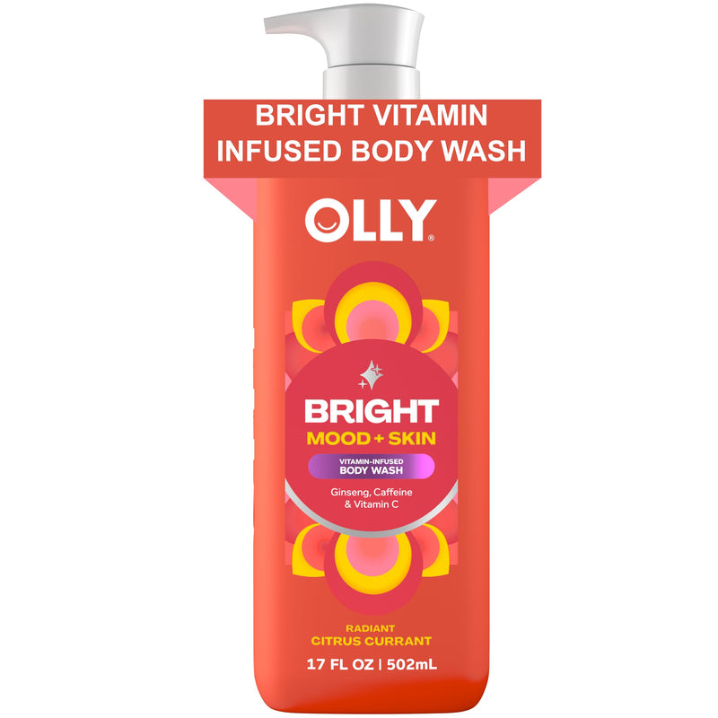 OLLY Bright Body Wash with Ginseng, Caffeine & Vitamin C- Nourishing 17 oz | For dry skin, Helps repair the skin barrier, With vitamin C, Daily routine ready