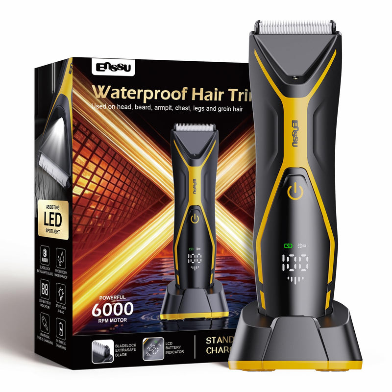 [Australia] - Body Hair Trimmer for Men Manscape Trimmer for Men, Electric Ball Shavers with Ceramic Blades & BLADELOCK™, Pubic Hair Groomer IPX7 Waterproof Wet or Dry Use for Groin/Legs/Chest 