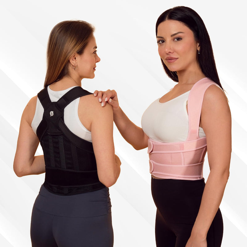 Back Brace Posture Corrector for Men & Women - Adjustable, Breathable, Improves Posture, Reduces Neck & Back Pain - Lightweight Unisex Design for Office and Home Use (Pink, Medium) Pink
