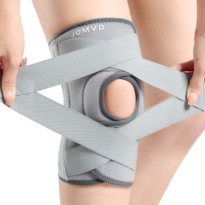 [Australia] - Knee Brace for Knee Pain, Meniscus Tear, Adjustable Knee Support with Side Spring Stabilizers for Meniscus Tear, Arthritis, Patella Stability, Knee Pain Relief, Women and Men Gray X-Large 