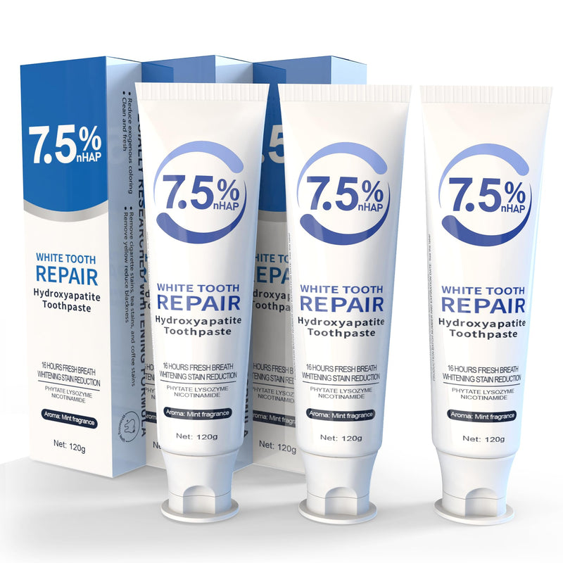 [Australia] - Hydroxyapatite Toothpaste, Nano Hydroxyapatite Toothpaste for Enamel Protection and Tooth Strengthening, Fresh Mint Flavor, Promotes Fresh Breath, Daily Use for Oral Health 3 Pack Mint 3 1 Ounce (Pack of 3) 