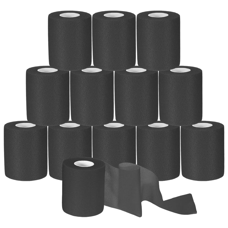 12pcs Black Prewrap Athletic Tape, Prewrap Athletic Tape for Hair Soccer, Premium Quality Hand Wrap Bandage Athletic Prewrap Tearable, Sports Knee Foam Ankle Wrist Tape Soccer Baseball for Injury
