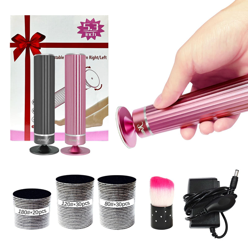 [Australia] - 5.3'' Electric Foot Callus Remover with 80pcs Sandpaper Discs & Brush, Professional Aluminum Ergonomic Pedicure Tool, Stepless Speed & Reverse Control for Dead Skin Removal (Pink) Pink 