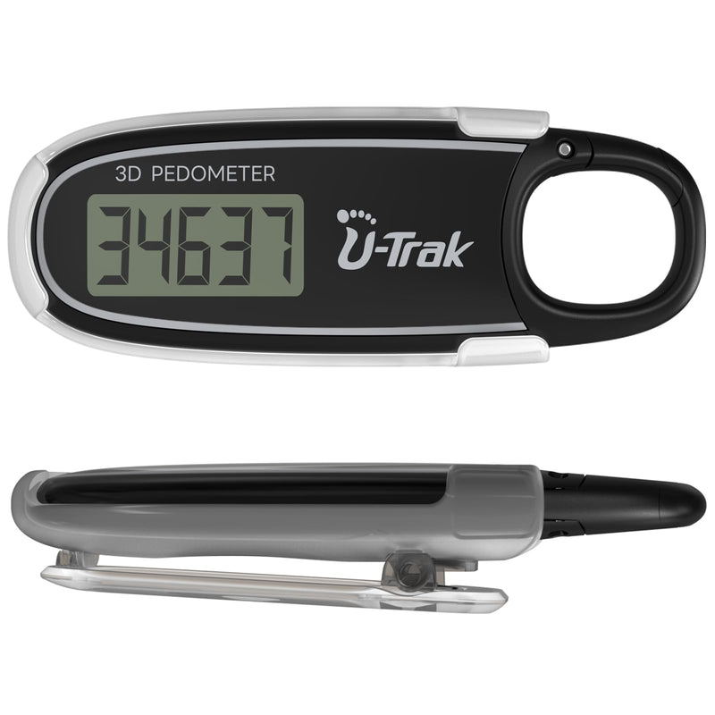 [Australia] - 3D Pedometer for Walking with Removable Clip and Carabiner Simple Step Counter for Walking Accurate Clip On Step Tracker for Men Women Kids Black 