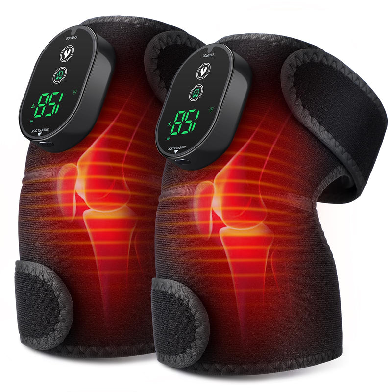 DREAMSOME Cordless Knee Heating Pad, Portable Electric Knee Warmers for Women and Men, Heated Knee Wrap Brace for Joint Pain Relief Heartwarming Christmas Gift for Dad and Mom 2 Pack 2 Pack Heat Only