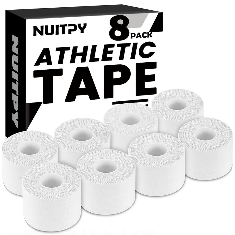[Australia] - 8 Pack Athletic Tape, White Sports Tape, Easy Tear Wrist Tape, Strong Adhesion Tapes for Boxing, Gymnastics, Hockey, Soccer, Lacrosse and First Aid(1.5in x 184ft Total) 