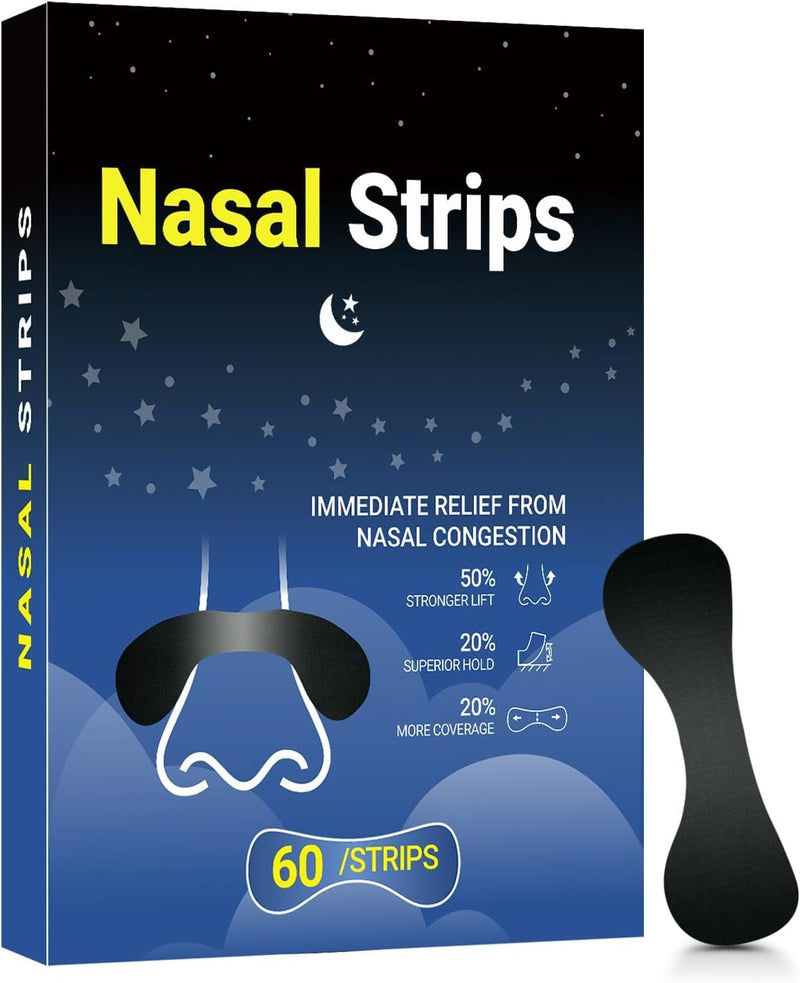 [Australia] - Nasal Strips for SnoringÔºà60 Count),Extra Strength Nose Strips for Breathing,Hypoallergenic Strong Nasal Strips Tape, Boost Oxygen Inhale, Improve Sleep Quality-Latex Free, Skin Safe Snoring Tape 