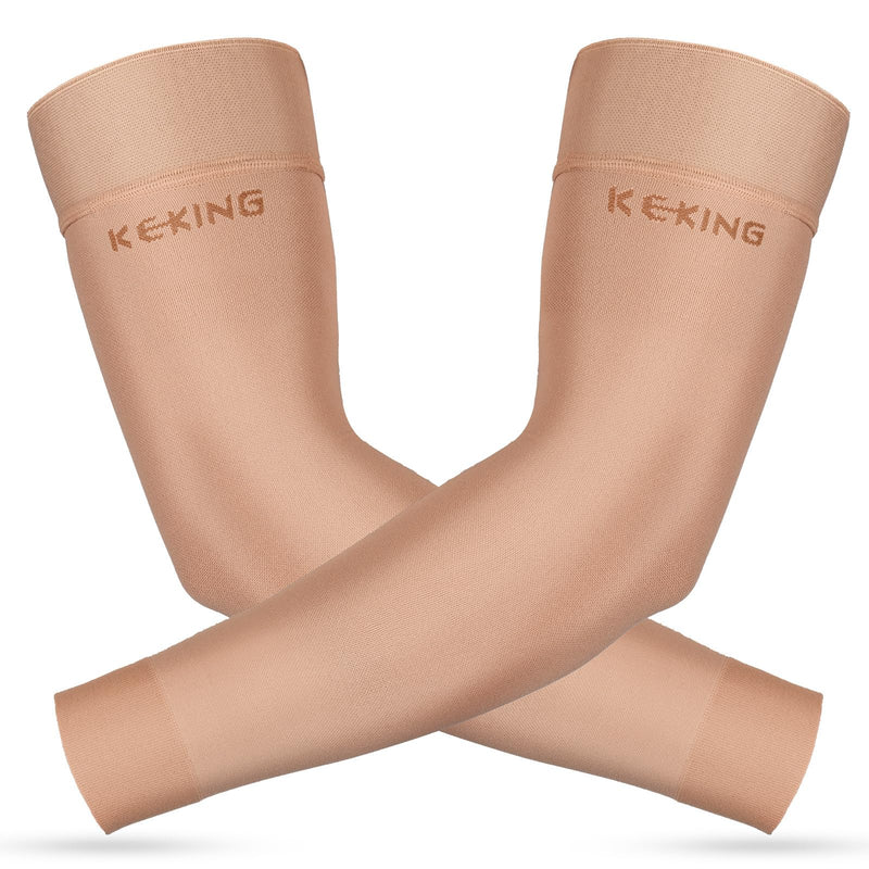 [Australia] - KEKING¬Æ Lymphedema Compression Arm Sleeves for Men Women (Pair), No Silicone Dot, 15-20 mmHg Compression Full Arm Support for Lipedema, Edema, Post Surgery Recovery, Swelling, Pain Relief, Beige XXL XX-Large (1 Pair) 15-20mmhg Beige (Non Silicone Dot) 
