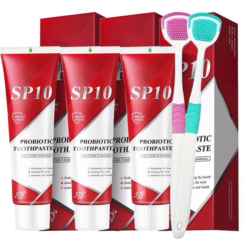 [Australia] - SP 10 Probiotic Toothpaste for Whitening & Gum Health – Natural Fluoride-Free Formula for Fresh Breath & Oral Hygiene 3.53 Ounce (Pack of 3) White 
