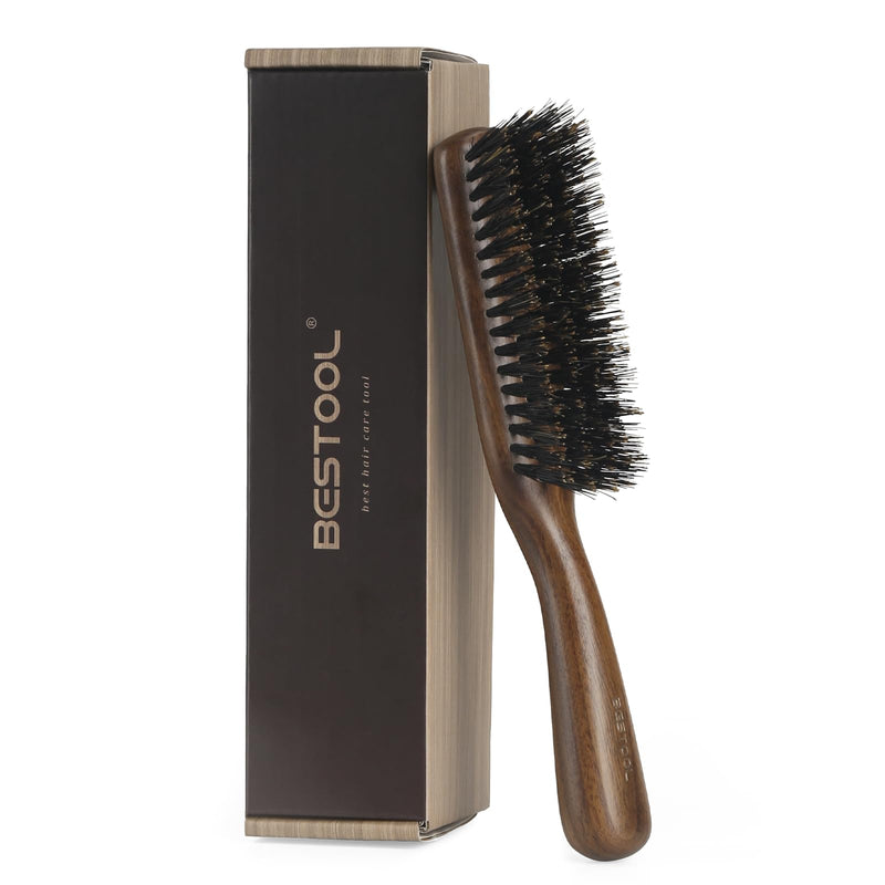 BESTOOL Hair Brush,Boar Bristle Hair Brush With Walnut Wood Handle Slick Back Hairbrush for Smoothing, Sleek, Control,Ponytail,Flyaways & Beard Improving Hair Txture