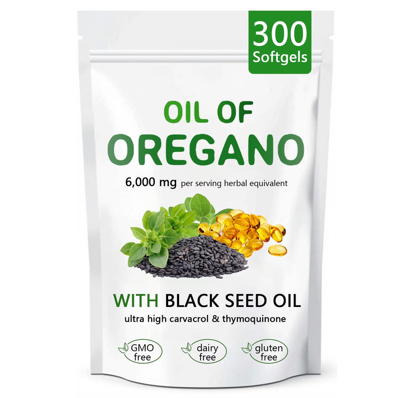 [Australia] - Oil of Oregano with Black Seed Oil, 2 in 1 Organic Oregano Capsules for Immune Support & Overall Wellness, Non-GMO, Gluten Free, 300 Softgel 
