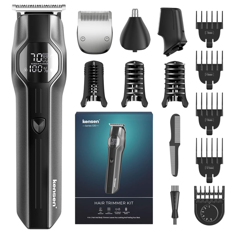 [Australia] - Beard Trimmer for Men - 14 Piece Professional Mens Grooming Kits, Multi Beard Kit for Beard face Nose Ear Hair Trimmer Hair Clippers IPX7 Wet & Dry Use 210 Mins Mustache Trimmers Men Gifts (Black) Black 