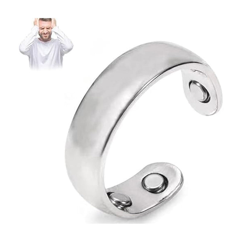 [Australia] - Auvulis Migraine Rings for Women Men Lymphatic Vitality Magneti Fatigue Relief Rings Stainless Steel Adjustable Rings Silver 