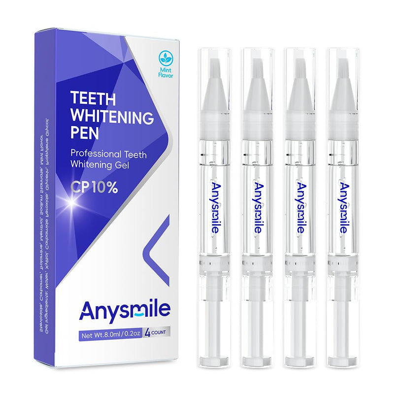 Teeth Whitening Pens Non Sensitive Teeth Whitener Gel with Effective 10% Carbamide Peroxide, 4 Professional Tooth Whitening Gel Pens 2ml/Pen Mint 10% Cp
