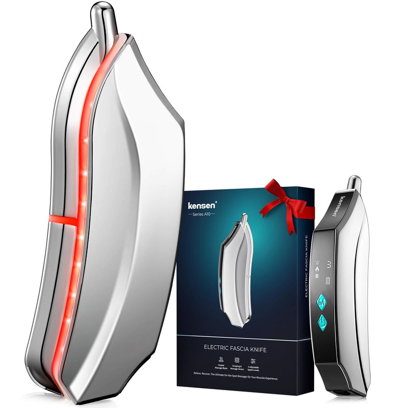 [Australia] - kensen Heated Muscle Scraper Tool - 2025 New Electric Fascial Knife for Deep Tissue Massage with Light-Care 4 Modes 3 Heating 3 Vibration for Athletes Workers Soothing Whole Body Gua Sha Tool Gift 