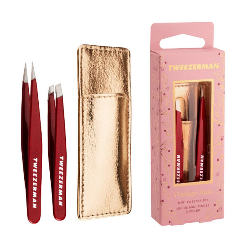 Tweezerman Vintage Rose Mini Tweezer Set with Case Vintage Rose Mini Set