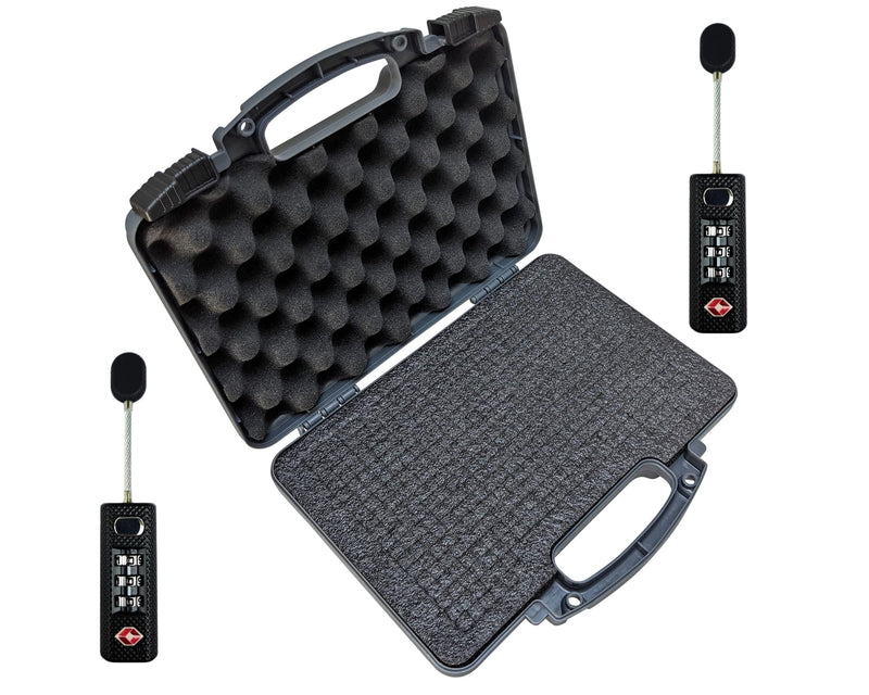 TSA Travel Locks and Hard Gun Case Bundle for Handguns, EPE Foam
