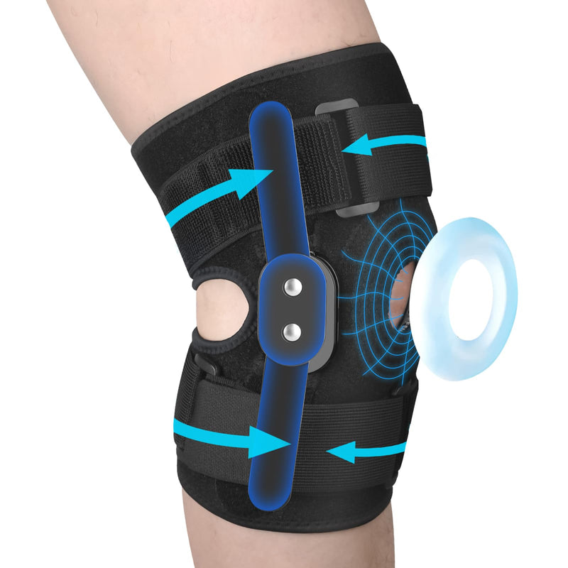 [Australia] - CHIYAN Hinged Knee Brace for Women Men, Open Patella Design with Dual Metal Side Stabilizers, Knee Immobilizer Support for Joint Pain Relief, Arthritis, Meniscus Tear, ACL, PCL, MCL Black Medium 