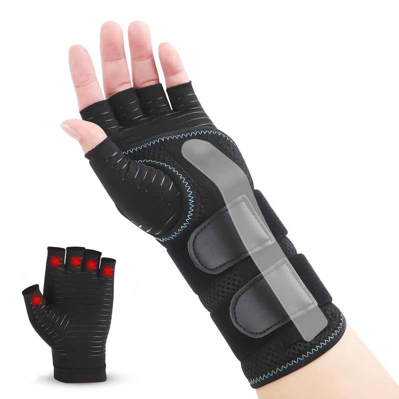 [Australia] - CHIYAN Carpal Tunnel Wrist Brace with Copper Arthritis Glove, Adjustable Metal Splint Stabilizer Wrist Support Women Men for Day Night Sleep Pain Relief Work, Typing, Tendonitis, Sprains Left Hand Large/X-Large 