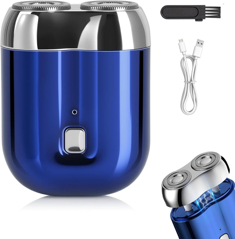 [Australia] - Mini Electric Shaver for Men Women, Pocket Dual Head Shaver, Rechargeable Waterproof Compact Travel Electric Razor, USB Close Battery Portable Razor for car, Travel, Office, Home use (Blue) Blue 