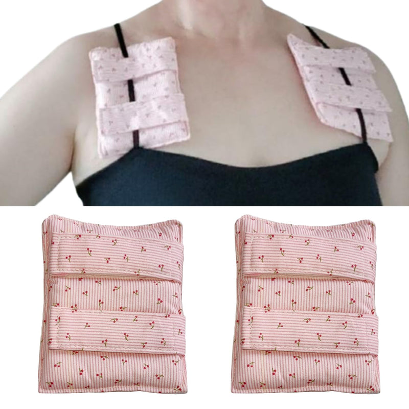 [Australia] - 2 Pcs Bra Strap Pad Protector for Chest, Port Pillows Chemo Patients, Pacemaker Pillow Post-Surgery, Bra Strap, Recovery Cushion Heart Support ， Comfort,Soft & Adjustable Covers Non Slip（cherry） 