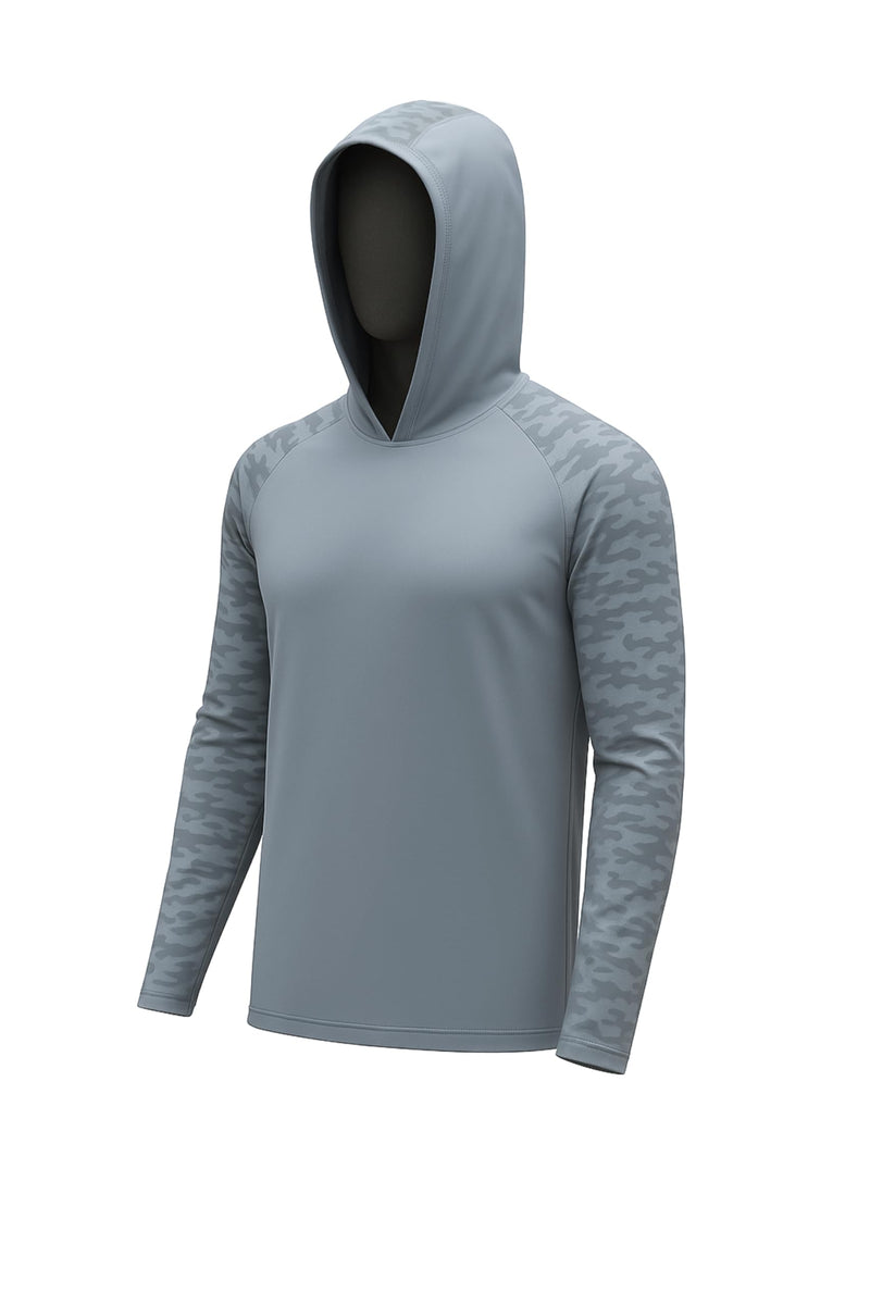 [Australia] - Permethrin Insect Repellent Mens Athletic Hoodies Long Sleeve Fishing Shirts SPF 50+ UV Sun Shirt Protection Rash Guard Blue-camo X-Large 
