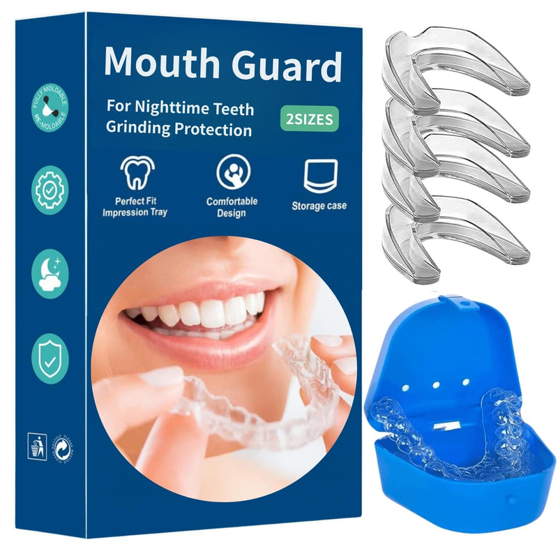 [Australia] - Mouth Guard for Clenching Teeth at Night, 4 Pack Night Guards for Teeth Grinding, Reusable Teeth Grinding Mouth Guard, Mouthguards for Grinding of Teeth 
