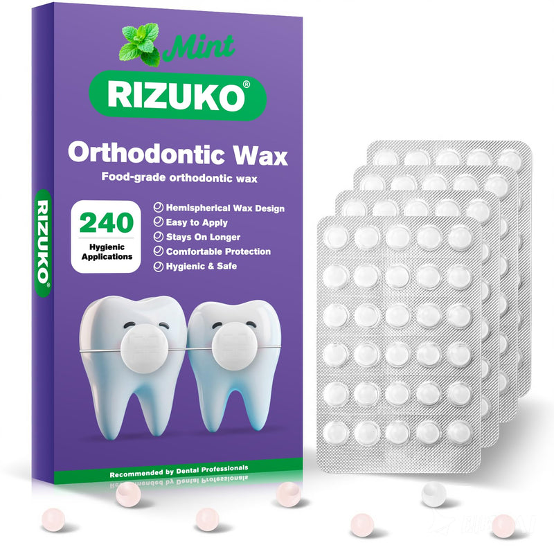 [Australia] - Orthodontic Wax for Braces - 240 Dental Wax Dots | Hygienic Individual Wraps, Mint Flavor 240 Count 