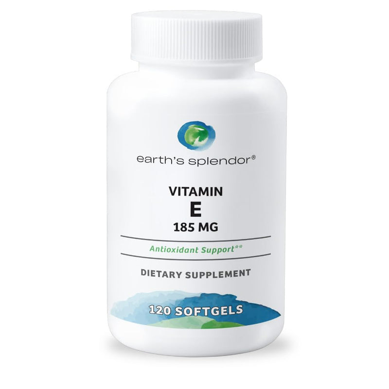 Earth's Splendor Vitamin E Softgels 185mg 120 Four Month Supply | Vitamin E Softgels 185mg Antioxidant Skin Heart Immune Support 120 Count Four Month Supply
