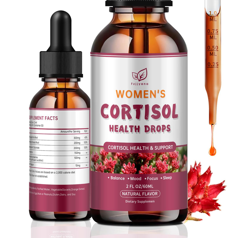 Cortisol Manager Liquid Drops, Cortisol Supplements for Women, with magnesium ashwagandha, rhodiola rosea,l-theanine,Phosphatidylserine-Promote Relaxation and Support Mood- 30 Day Vegan Supply 2 Fl Oz (Pack of 1)