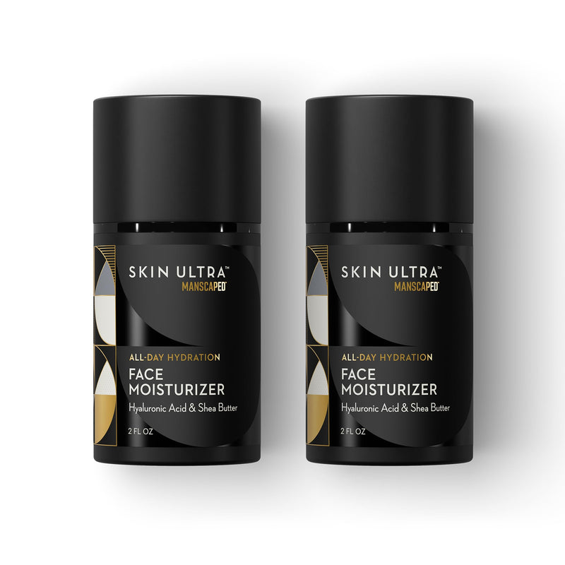 MANSCAPED® Skin Ultra™ Face Moisturizer - Men's Daily Hydrating Skincare Lotion Infused with Hyaluronic Acid, Vitamin E & Shea Butter, Non-Greasy, Fast Absorbing, 2 fl oz, (2-Pack) 2 Fl Oz (Pack of 2)