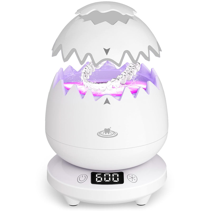 [Australia] - Ultrasonic Retainer Cleaner, 45kHz Denture Cleaner Machine, 4 Cleaning Modes, Removable Base, Dental Cleaning Pod for Mouth Guard/Night Guard/Braces/Aligner/Jewelry 
