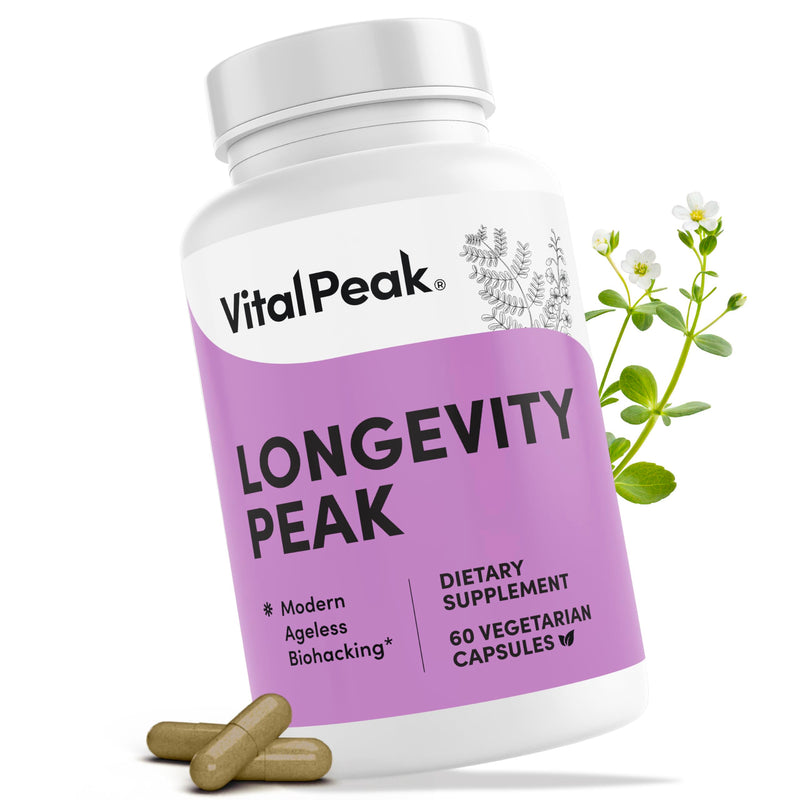 [Australia] - Longevity Peak - Healthy Aging & Cellular Energy Support Supplements for Women & Men - with Ashwagandha, Astragalus, Cat's Claw, Ceylon Cinnamon, L-Lysine, L-Glutamine & More - 60 Capsules 