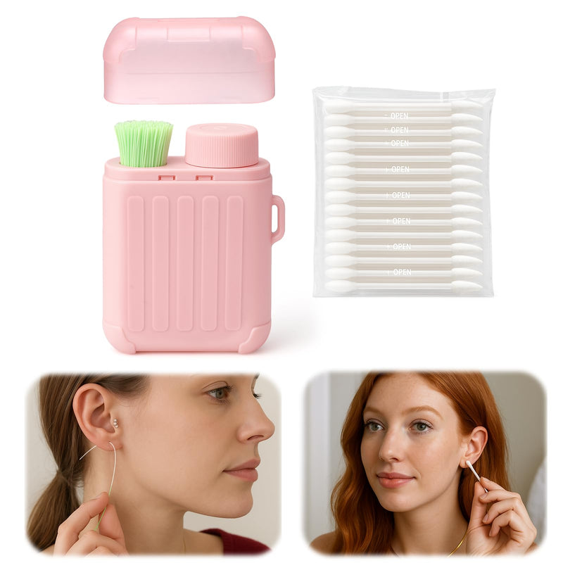 [Australia] - XANGNIER Ear Piercing Cleaner,Ear Piercing Cleaning Kit,Earring Hole Piercing Aftercare Cleaning Tool Set with 240pcs Disposable Ear Piercing Cleaner Floss,50pcs Cotton Swabs for Girls Women Men 