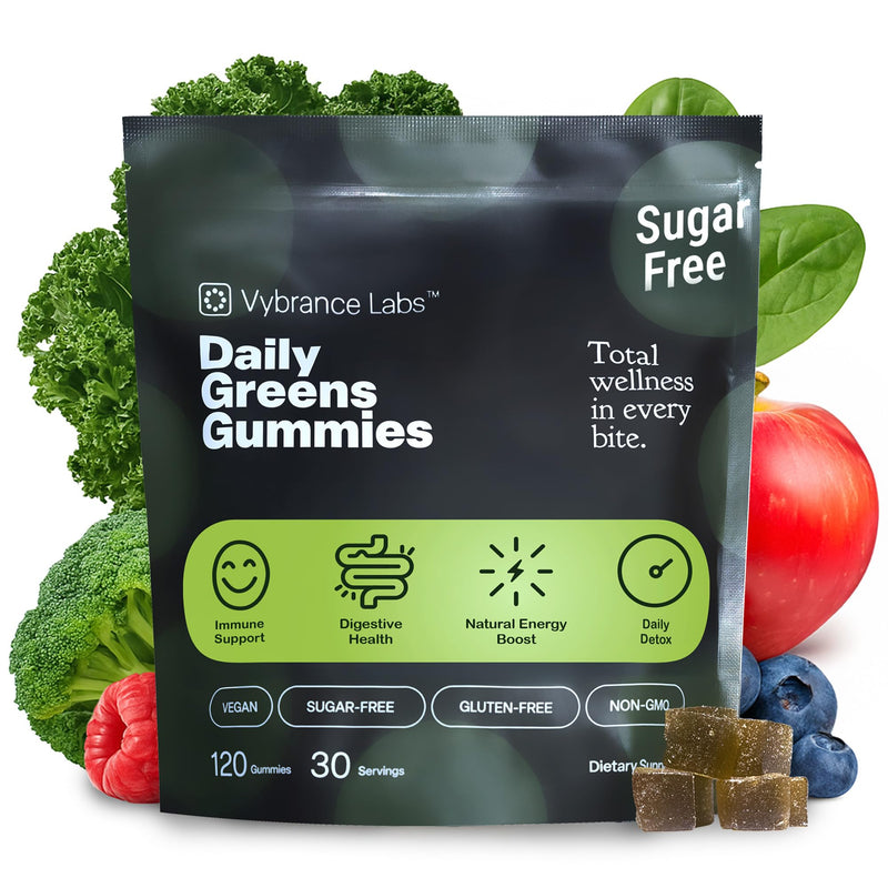 [Australia] - Daily Greens Gummies ‚Äì 20+ Organic Greens & Fruits Blend (8.2g) + Prebiotic Fiber ‚Äì Sugar-Free, Vegan, Gluten-Free ‚Äì Mixed Berry ‚Äì 120 Count (30 Servings) ‚Äì Digestive Support, Energy & Immune Support 