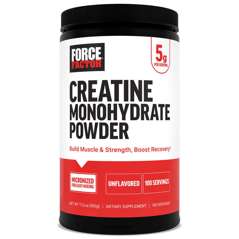 [Australia] - Force Factor Creatine Monohydrate Powder, 5g Micronized Dose to Support Muscle Growth, Strength, Recovery, Cognitive Health & Memory, Unflavored, 100 Servings 1.1 Pound (Pack of 1) 