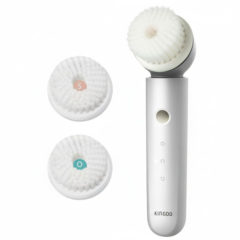 [Australia] - KINGDO Sonic Facial Cleansing Brush, Electric Face Scrubber with 3 Cleaning Modes, IPX7 Waterproof face Brushes for Cleansing with 2 Magnetic Brush Heads, Rechargeable Battery for All Skin Types 