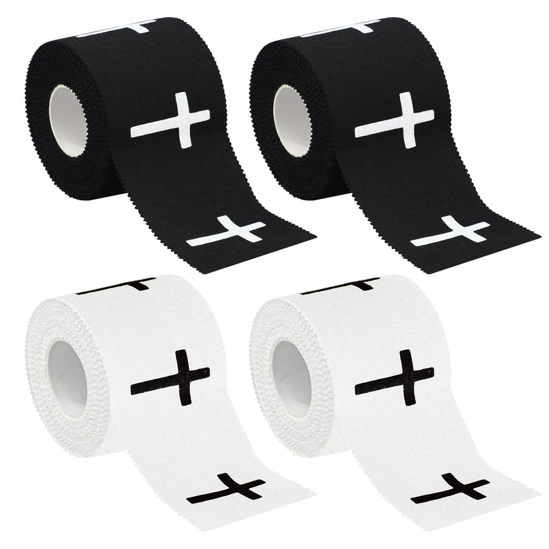 4 Pcs Christian Athletic Tapes Religious Sport Tape with Cross White Black Bible Verse Wrist Tapes Cross Athletic Wrist Tape for Sports Gymnastics Tennis Boxing Athlete First Aid Injury Wrap, 2inx23ft