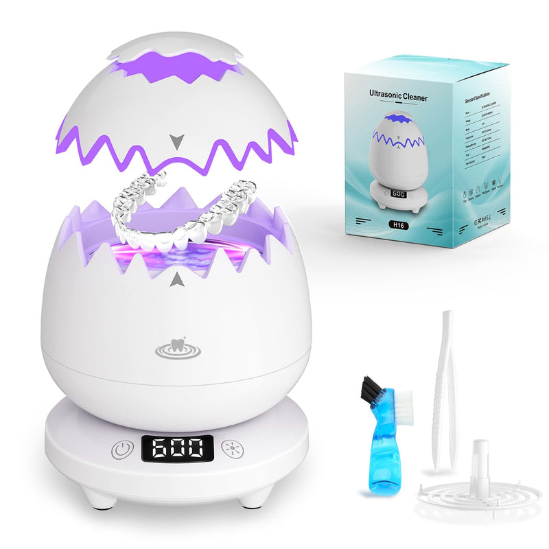 [Australia] - Ultrasonic Retainer Cleaner Machine for Denture, 45kHz Dental Cleaning Pod with Digital Timer, 3 Modes Waterproof Ultrasonic Denture Cleaner for Mouth Guard, Aligner, Jewelry, Braces,Rings,Necklaces 